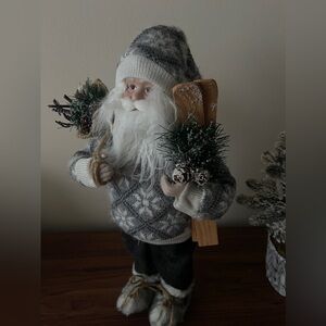 Santa 19 Inches Tall Gray Winter Christmas Decor